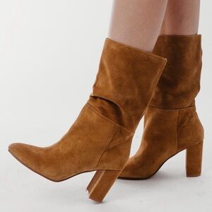 Chinese Laundry Keep Up Honey Brown Suede Heeled Boots